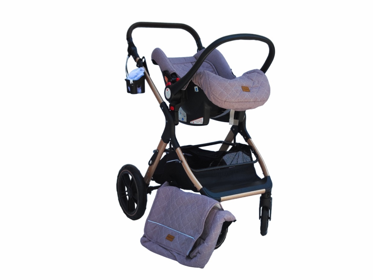 BABY STROLLER 1-11 BEIGE + BABY CAR SEAT
