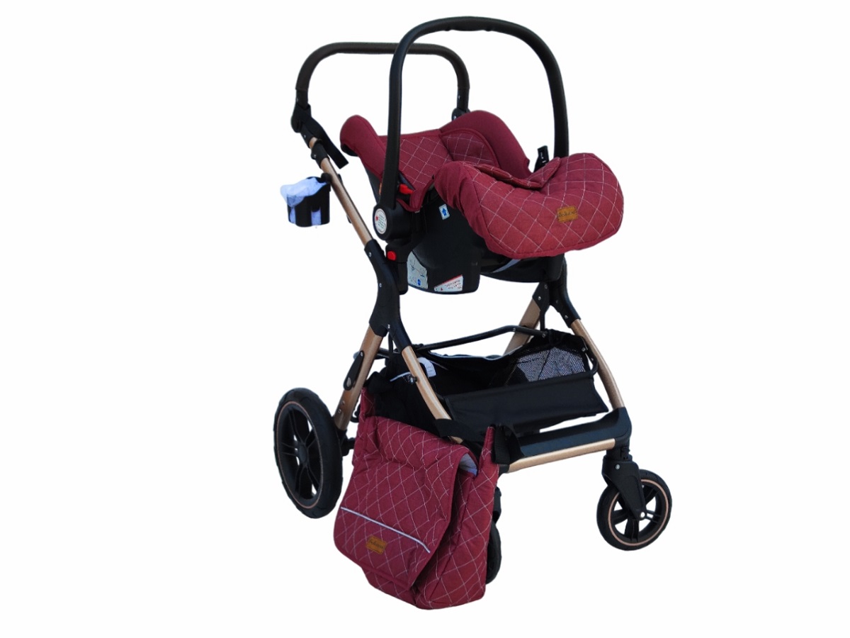 BABY STROLLER 1-11 RED + BABY CAR SEAT